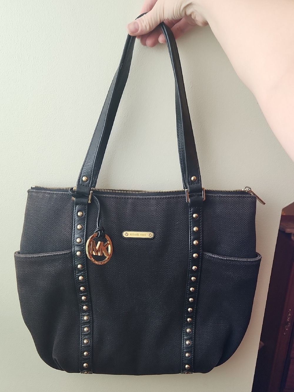 Michael Kors Black Studded Tote Bag